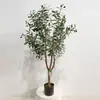 Árvore de Oliveira Artificial Estilo Nórdico para Decoração de Chão de Sala de Estar, Árvore Falsa para Paisagismo de Pátio, Planta Artificial Verde para Paisagismo, Decoração de Planta em Vaso