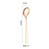 Cuchara de postre estilo coreano acero inoxidable 304 tenedor de acero inoxidable tenedor de postre mango largo engrosado multicolor alto valor de color