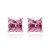 Brincos Quadrados com Pedra Preciosa para Mulheres 6mm Pedra Preciosa Colorida Ouro 18K Brilhante Simulada Brincos Femininos Atacado