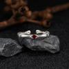 Anillo de Dedo Índice de Plata Esterlina S925 Chapado en Oro de 18K con Gema Natural Color Granate Joyería Nicho Ins de Alta Gama Venta al por Mayor de Joyería