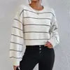 Suéter de tricô casual listrado macio e aconchegante mais vendido da Amazon para mulheres
