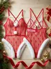 Disfraz de Año Nuevo Navidad Lindo Sexy Chica Conejita Lencería Juego de Rol Uniforme Mono