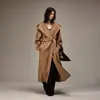Bata Abrigo de Lana Doble Cara Estilo Largo Popular Este Año con Capucha de Lana de Alta Calidad Abrigo de Lana para Mujer para Otoño