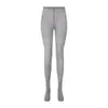 Medias Grises Acanaladas de 240 Agujas para Mujer, Delgadas y Transpirables para Primavera y Verano, Leggings de Raya Vertical, Adelgazantes y Transpirables