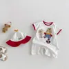 Roupa de Verão para Meninos 2026 Novo Estilo Macacão Bebê com Suspensório Gola Redonda Infantil Verão Casual Patchwork Classe A de Verão