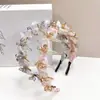 Diadema de Gasa Floral de Hada Súper con Dientes Grandes de Cristal para Mujer con Dientes Antideslizantes de Parte Alta, Accesorio para el Cabello Elegante, Suave y Dulce