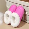 Chinelos de Algodão Femininos para Casa e Interior Outono e Inverno Quentes com Forro de Lã Espessados Slip-On Chinelos de Quarto Cor Pura Casuais