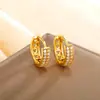 Xuping Joyería Moda Pendientes Geométricos Creativos Pendientes Personalizados de Doble Fila con Diamantes para Mujer Pendientes Pequeños de Aro de Aleación Personalizables