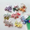 Retro artístico bordado laço cabelo par corda de cabelo crianças fresco floral xadrez laço gravata faixa de cabelo