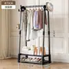 Perchero de Pie para Dormitorio, Uso en Casa, Tendedero de Doble Barra para Interiores, Perchero Multifuncional Móvil