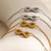 Moda Europeia e Americana Minimalista Design de Nicho Pulseira de Alta Qualidade Aço Inoxidável Banhado a Ouro 18K Figura de Oito Cravejado com Diamantes Colar Personalizado para Mulheres