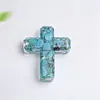 Adorno de Cruz de Cristal Natural Relleno de Resina Decoración de Escritorio Cruz de Yoga Epoxi con Piedra Triturada Hecho a Mano