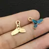 Pendente de liga de metal com óleo de gota oceânica de cinco cores, concha, estrela-do-mar, cauda de sereia, pingente DIY, brincos, acessórios femininos