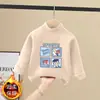 Forro polar térmico para niños medianos a grandes, cálido, de manga larga, top de otoño para niños, versátil, capa base, otoño/invierno, casual, cuello medio alto, moderno