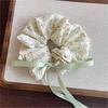 Nova pasta de feijão de primavera e verão verde fresco floral intestino grosso anel de cabelo de algodão arco fita menina cabelo corda cocar para mulheres