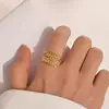 Anillo Abierto de Acero de Titanio con Forma de Hoja Transfronterizo para Mujer, Anillo Ajustable para Dedo Índice, Estilo Fresco y Único, Nuevo Modelo 2024