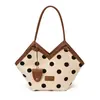 Bolsa de Axila Grande com Bolinhas Feminina 2026 Nova Moda para Trabalho e Deslocamento Bolsa Tote de Lona Bolsa de Ombro Versátil