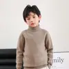 Suéter de Lana para Niños Otoño Invierno Engrosado Cuello Alto Color Sólido Sencillo Cálido Jersey de Punto Nuevo Estilo Capa Base