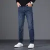 Jeans casuales de corte 3D para hombre, de tiro alto, corte holgado, elásticos, cálidos, de fibra proteica de lana, corte recto ajustado