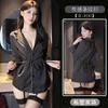 Gata Astuta Secretária Roupa Íntima Sexy Camisa Listrada Profissional Feminina Longa Preta Puro Desejo Top Cintura OL Top