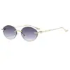 Gafas de Sol de Moda con Montura Ovalada Estilo Nuevo Sin Montura Bordes Cortados Protección UV para Exteriores Gafas de Sol Elegantes de Gama Alta para Mujer