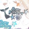 4 Piezas Nuevo Estilo Ins Feliz Cumpleaños Sirena Decoración de Pastel de Papel Inserciones Concha Estrella de Mar Cola de Pez Pastel