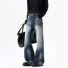 Jeans Lavados Estilo Retro Americano Bigotes de Gato para Hombre Sentido del Diseño Nicho Marca de Moda Pierna Recta Micro Campana Sueltos Desgastados Pantalones Largos