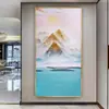 Nueva Pintura Colgante de Lujo Ligero Estilo Chino Pintura Decorativa Vertical para Porche Mural de Paisaje Pintura Colgante de Pared para Pasillo