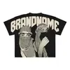 Punk Europeu e Americano Edição Grande Impresso T-Shirt Y2K Estilo Hip Hop Masculino T-Shirt Mascarado Menina Gótico Manga Curta Top
