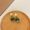 Pendientes de árbol de Navidad con estrellas y cuentas de colores navideños europeos y americanos, diseño de nicho, estilo exquisito, joyería para otoño e invierno que combina con todo.