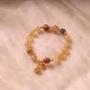 Regalo para Novia: Pulsera de Piedra Lunar de Cristal Rubio Natural, Bestia Tragadora de Oro Cristal de Titanio Piedra de la Riqueza Pulsera de Cristal Rubio Amarillo