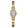 Pulsera Goldie Oval con Incrustaciones de Diamantes, Reloj para Mujer con Números Romanos, Venta Caliente Transfronteriza, Decoración de Diamantes Huecos, Nuevo Reloj de Pulsera Estilo Lujo Ligero