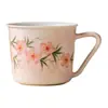 Taza de Café de Flor de Durazno Pintada a Mano Taza de Cerámica Rosa Durazno Exquisita Taza de Té de la Tarde Hogareña Taza Mezcladora de Alta Gama Taza para Latte