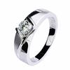 Anillo Abierto Chapado en Platino con Diamante Imitación Moissanita Anillo Arena Flash 1 quilate Anillo para Hombre Arenado Anillo de Boda Caballero de Negocios