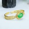 Pulseira Vazada de Calcedônia com Ouro Antigo Incrustado, Artesanato de Incrustação de Pedras Preciosas, Pulseira Vintage Feminina e Fornecimento Atacadista para Transmissão ao Vivo