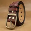 Cinturón de Hebilla de Aguja de Piel de Vaca para Jóvenes y Personas de Mediana Edad, Cuero Genuino, Cinturón de Moda y Versátil, Cinturón Retro para Jeans