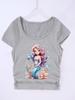 Camiseta de niña con patrón popular transfronterizo que se puede hacer DIY 4-14 años de edad con estampado de dibujos animados para niñas deportiva y de ocio tops de color puro