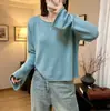 Camiseta básica para mujer para primavera y otoño, nuevo estilo 2026, top holgado de manga larga con cuello redondo, suéter de otoño, tejido de punto