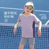 Camiseta de Manga Corta para Niña Verano 2026 Nueva Cuello Redondo Bloque de Color Mangas Raglán Transpirable Secado Rápido Infantil Top Deportivo