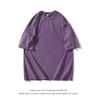 Camiseta Masculina 2025 Primavera e Verão Nova Camiseta Americana de Algodão Pesado com Manga Curta Camiseta Básica de Algodão Puro Lavado com Efeito Desgastado