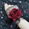 Manga de encaje para muñeca lolita lolita oscura para mujer vestido de color vino tinto con rosas sobrefalda temperamento Súper