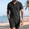 Conjunto de Camisa Polo de Seda Helada de Secado Rápido para Hombre y Shorts
