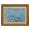 Moldura Dourada Retrô Campo de Pessegueiros em Flor de Van Gogh Céu Estrelado Estilo Pintura a Óleo Sala de Estar Entrada Pintura de Parede Emoldurada Pintura Decorativa Personalizado