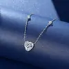 Collar de Plata de Ley S999 Corazón Estrella Punto Completamente Diamantado para Mujer, Lujo Accesible Diseño de Nicho, Elegante de Gama Alta, Versátil, Dulce y Artístico