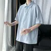Camisa polo de manga corta de algodón puro para hombre, verano, juvenil, estilo coreano, moderno, holgada, estilo Harajuku japonés, a la moda, versátil