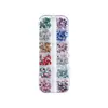 Mini taladro para uñas de 12 rejillas, color con forma de cristal de champán, cristal, destello, fondo plano, taladro, accesorios para uñas, venta al por mayor