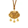 Estilo Étnico Dorado Arena Vietnamita Colgante de Candado Ruyi Collar con Corte de Dragón y Fénix Dorado Arena Vietnamita Joyería de Tendencia Nacional