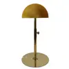 Soporte para peluca de cabeza modelo de metal dorado, soporte de exhibición para sombreros, soporte para peluca, se puede subir y bajar con base de metal