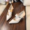 Otoño 2026 Nuevo Estilo Francés Punta Fina Color de Moda Bloque de Color Zapatos de Mujer Versátiles Tacón Alto Punta Fina Elegantes Zapatos de Salón de Boca Baja