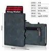 Funda Antirrobo para Tarjetas RFID Caja de Aluminio Antimanética Ranura para Múltiples Tarjetas Portatarjetas Cuero de Microfibra Cartera para Hombre Portatarjetas Portadocumentos